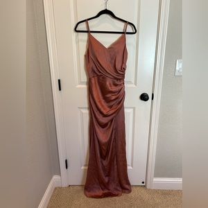 Revelry Skye Satin Dress in Desert Rose